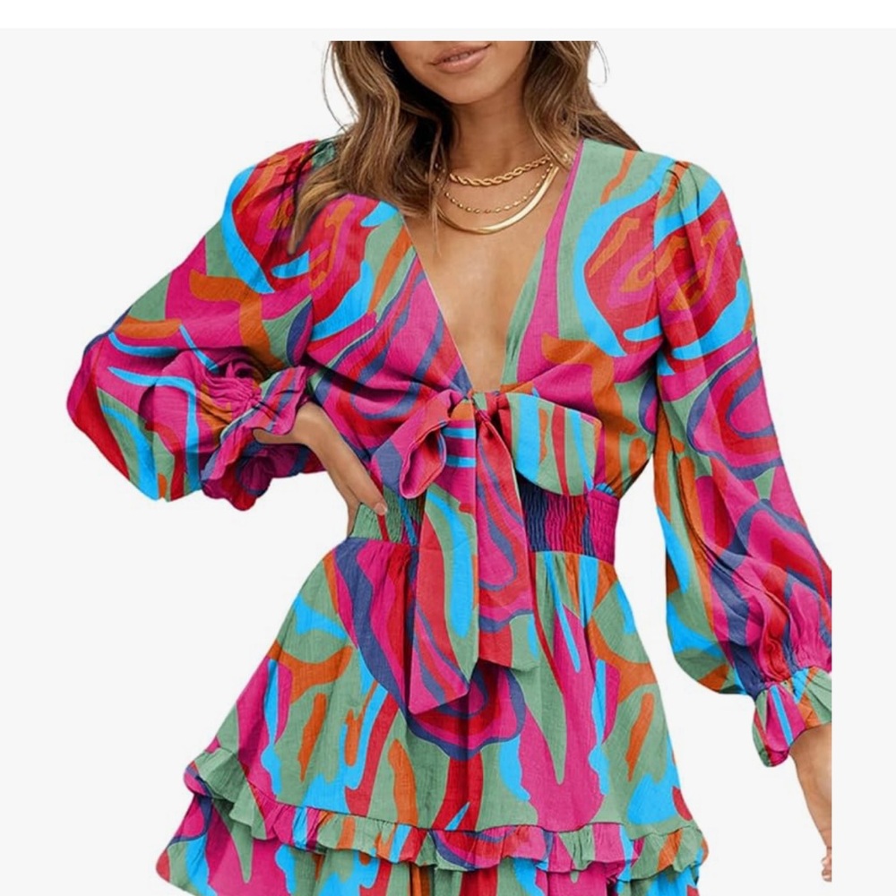 Colorful Abstract Print Mini Dress